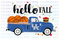 Hello Fall UK Basketball Vintage Truck Sublimation Transfer