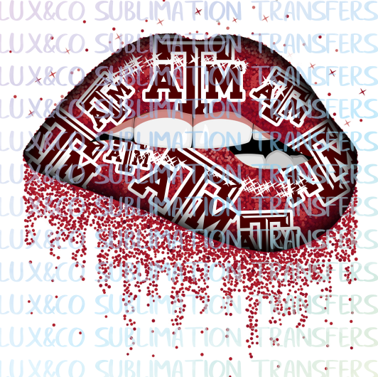 Texas A&M ATM Football Dripping Lips Sublimation Transfer