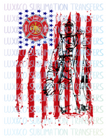 Fire department Firefighter American Flag  Sublimation Transfer