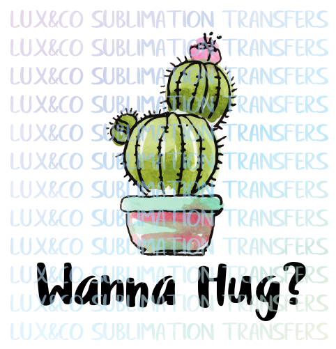 Wanna Hug? Cactus Sublimation Transfer