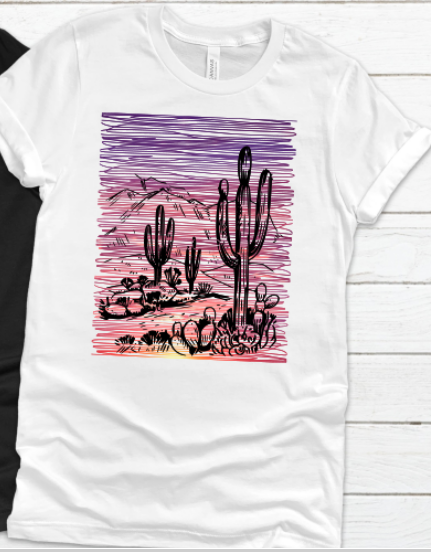 Cactus Desert Sunset Sublimation Transfer