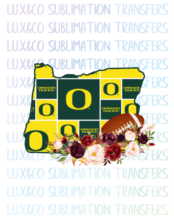 Oregon Ducks Flower Football State Sublimation Transfer