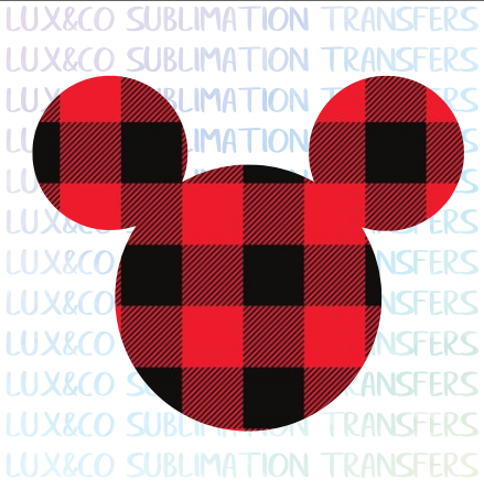 Buffalo Plaid Mickey Head Christmas Sublimation Transfer