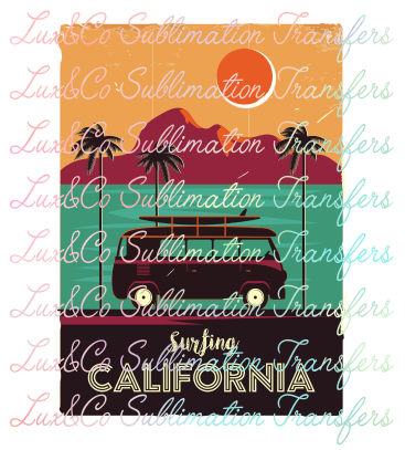 Surfing California Sublimation Transfer