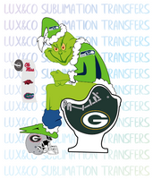 Grinch Seattle Seahawks Shitting on Greenbay Packers Football Sublimation Waterslide Transfer