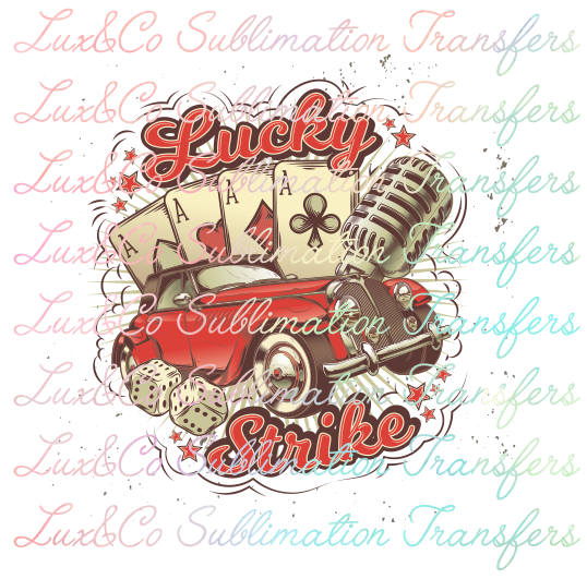 Lucky Strike Cards Dice Vintage Cars Sublimation Transfer