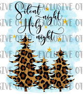 Silent Night Holy Night Cheetah Trees Sublimation Transfer