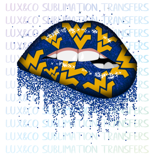 WVU Football Dripping Lips Sublimation Transfer