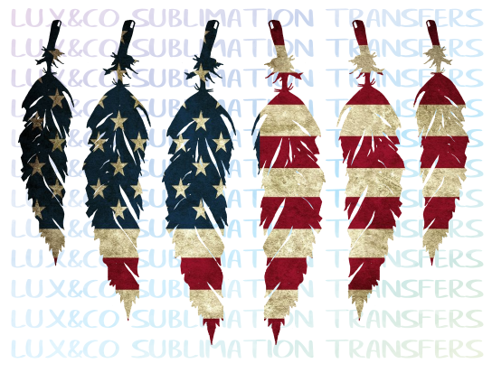 American Flag Feathers Sublimation PNG Digital Design