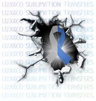 Awareness Ribbon Breaking through wall Diabetes Sublimation Transfer