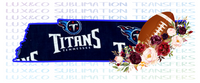 Tennessee Titans Flower Football State Sublimation Transfer