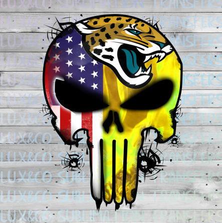 Jaguars Skull Football American Flag Sublimation Transfer