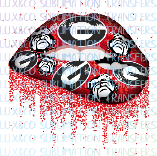 Georgia Bulldogs Football Dripping Lips Sublimation Transfer