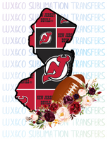 New Jersey Devils Flower Football State Sublimation Transfer