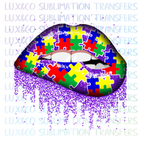 Autism Awareness Dripping Lips Sublimation Transfer