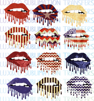 Dripping Lips SET 2 Patriotic Sublimation PNG Digital Design