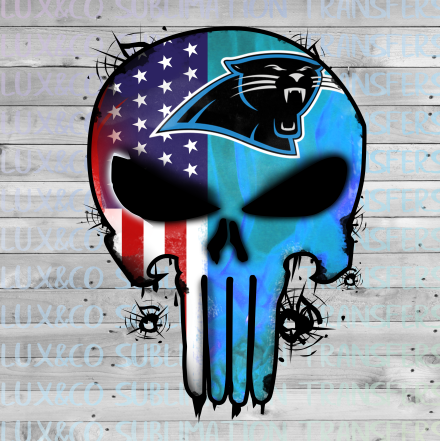 Panthers Skull Football American Flag Sublimation Transfer