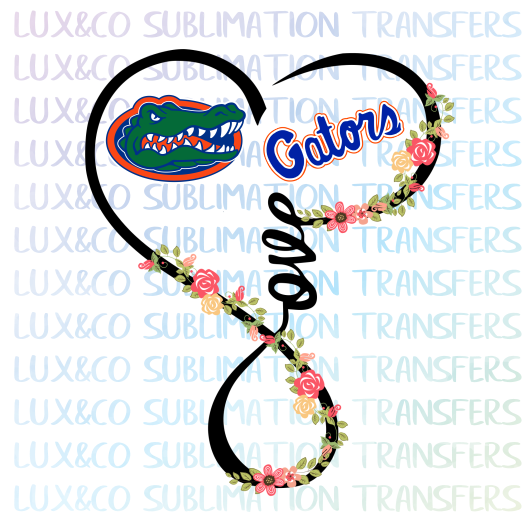 Florida Gators Floral Love Heart Sublimation Transfer