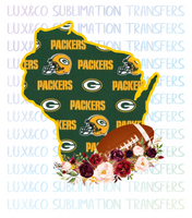 Green Bay Packers Flower Football State Sublimation Transfer