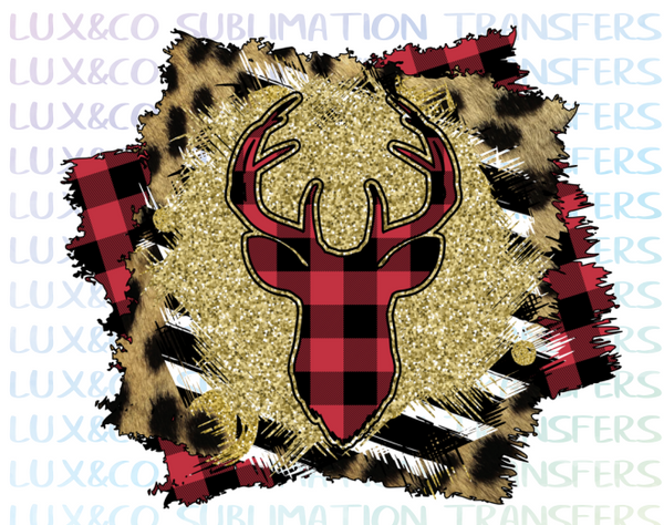 Buffalo Plaid Deer Christmas Sublimation Transfer