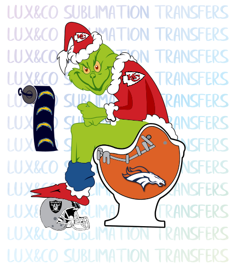 Grinch KC Chiefs Shitting on Denver Broncos  Football Sublimation Waterslide Transfer