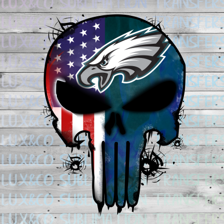 Eagles Punisher Skull Football American Flag Sublimation Transfer