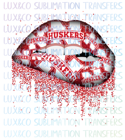 ***SALE***  Nebraska Huskers Football Dripping Lips Sublimation Transfer