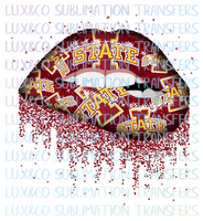 Iowa State Football Dripping Lips Sublimation Transfer