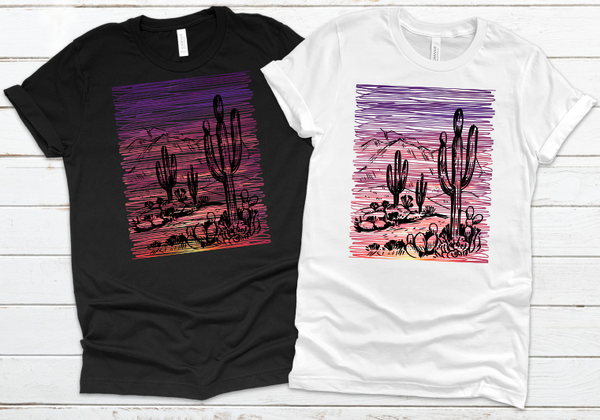 Desert Cactus Sunset SVG PNG Digital Design