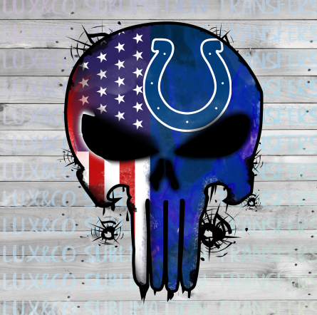 Colts Punisher Skull Football American Flag Sublimation Transfer