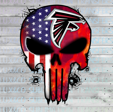 Falcons Punisher Skull Football American Flag Sublimation Transfer