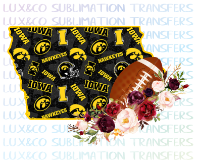 Iowa Hawkeyes Flower Football State Sublimation Transfer