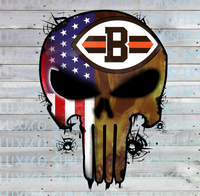 Cleveland Browns Punisher Skull Football American Flag Sublimation Transfer