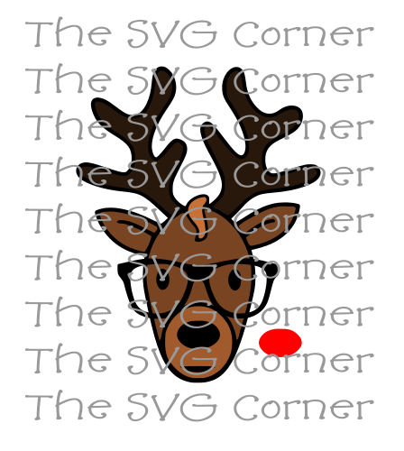 Reindeer Wearing Glasses Rudolph Winter Christmas Holiday SVG File