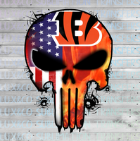 Bengals Punisher Skull Football American Flag Sublimation Transfer