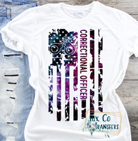 Correctional Officer Galaxy American Flag Sublimation Transfer