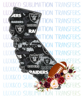 California Oakland Raiders Flower Football State Sublimation Transfer