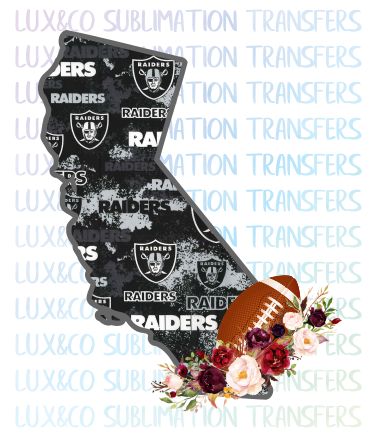 California Oakland Raiders Flower Football State Sublimation Transfer