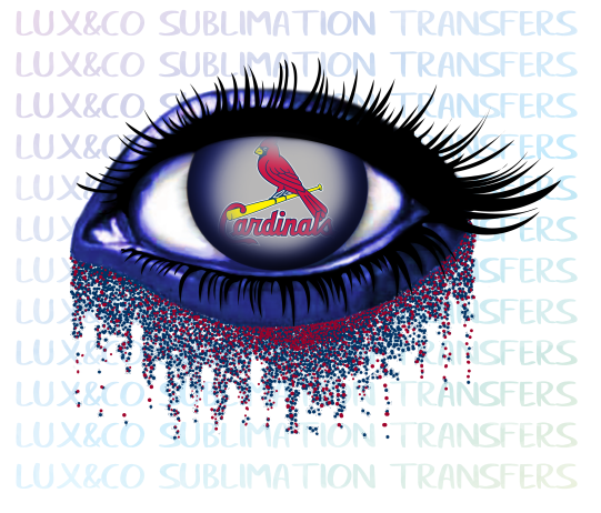 STL Cardinals Glitter Eye Sublimation Transfer