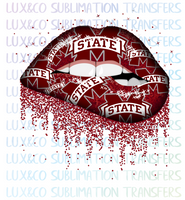 Mississippi State Football Dripping Lips Sublimation Transfer