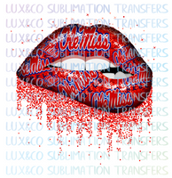 Ole Miss Football Dripping Lips Sublimation Transfer