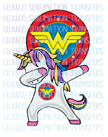 Dabbing Unicorn Wonder Woman Sublimation Transfer
