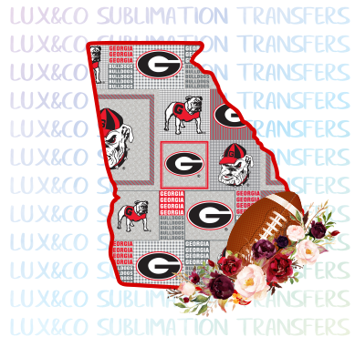 Georgia Bulldogs Flower Football State Sublimation Transfer