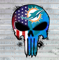 Dolphins Punisher Skull Football American Flag Sublimation Transfer