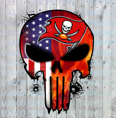 Buccaneers Punisher Skull Football American Flag Sublimation Transfer