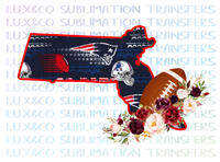 Massachusetts New England Patriots Flower Football State Sublimation Transfer