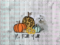 Its Fall Yall Pumpkin Sunflower Cheetah Dog Maltese Sublimation PNG Digital Design