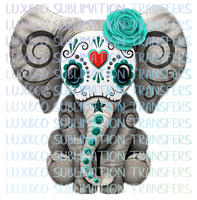 **SALE** Sugar Skull Baby Elephant BLUE Sublimation Transfer