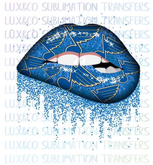 STL Blues Hockey Dripping Lips Sublimation Transfer