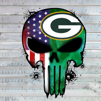 Green Bay Packers Skull Football American Flag Sublimation Transfer